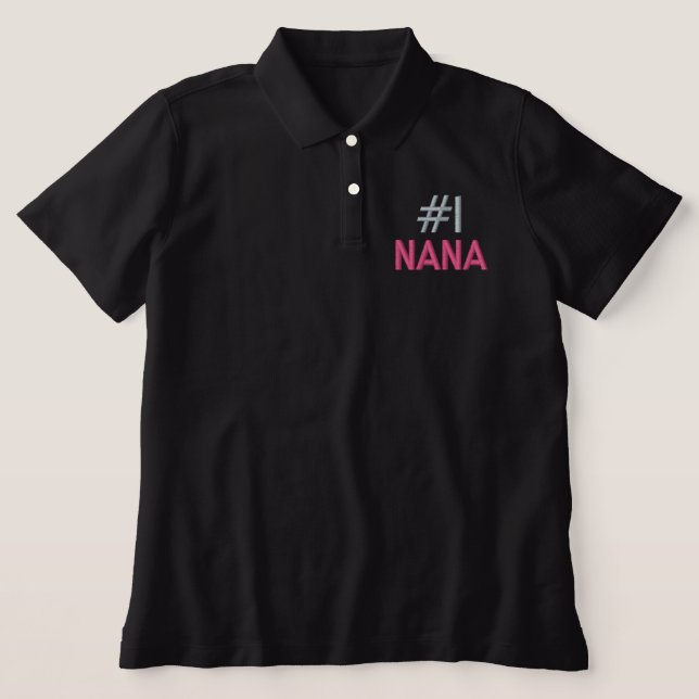 Best Nana Cool Modern Minimal Pink Grandmother's Embroidered Polo Shirt (Design Front)
