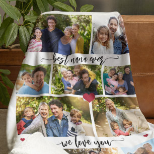 Best nana ever 10 photo collage personalized fleece blanket