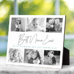 Best Nana Ever 6 Photo Collage Modern Gray Script Plaque<br><div class="desc">“Best Nana Ever.” She’s loving every minute with her grandkids. A stylish, simple visual of soft gray handwritten script and soft turquoise blue sans serif typography overlay a white background. Add six, cherished photos of your choice and customize the name(s)/message, for the perfect modern, stylish, personalized photo plaque she’ll treasure...</div>