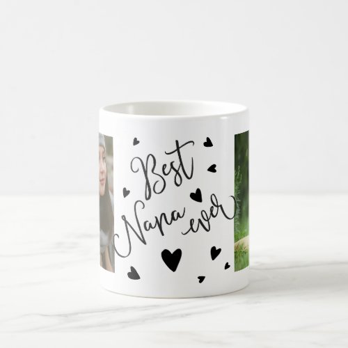 Best nana ever black white hearts 2 photos collage coffee mug