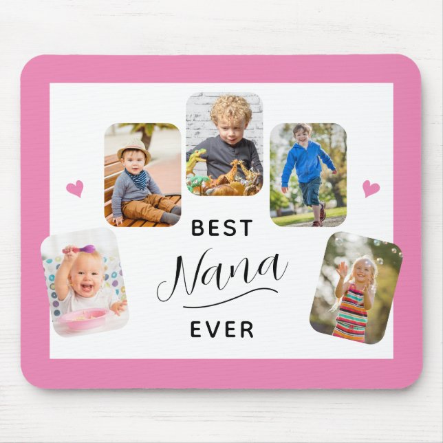 Best Nana Ever Calligraphy 5 Photo Pink Mouse Pad (Front)