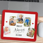 Best Nana Ever Calligraphy 5 Photo Red Mouse Pad<br><div class="desc">This grandparent desk mat provides space for 5 photos,  allowing you to showcase favorite pictures of your grandchildren. The design features a modern style calligraphy that reads: “Best Nana Ever” and is accented with a dark red border. This desk mat is a perfect gift for any grandmother.</div>
