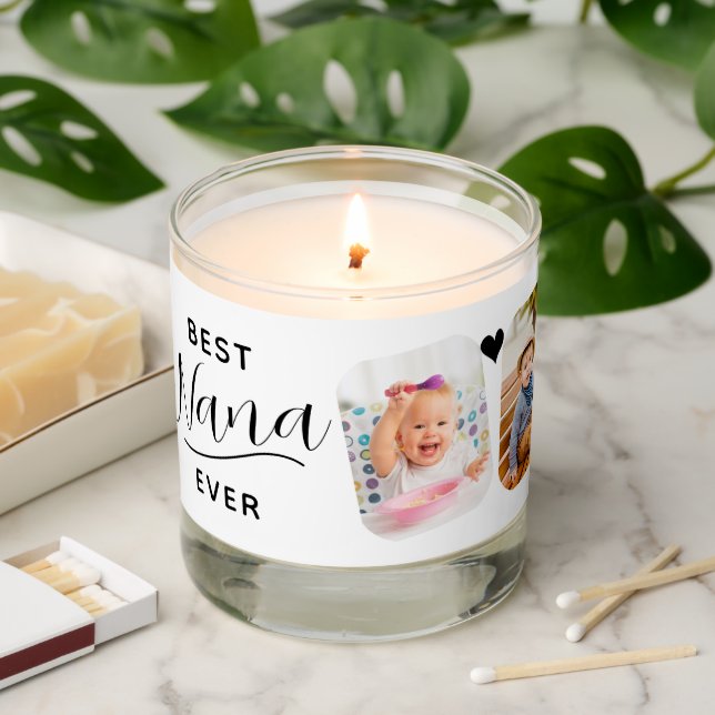 Best Nana Ever Calligraphy 5 Photo Scented Candle (Lit)