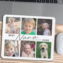Best Nana Ever Calligraphy 6 Photo Collage Mouse Pad