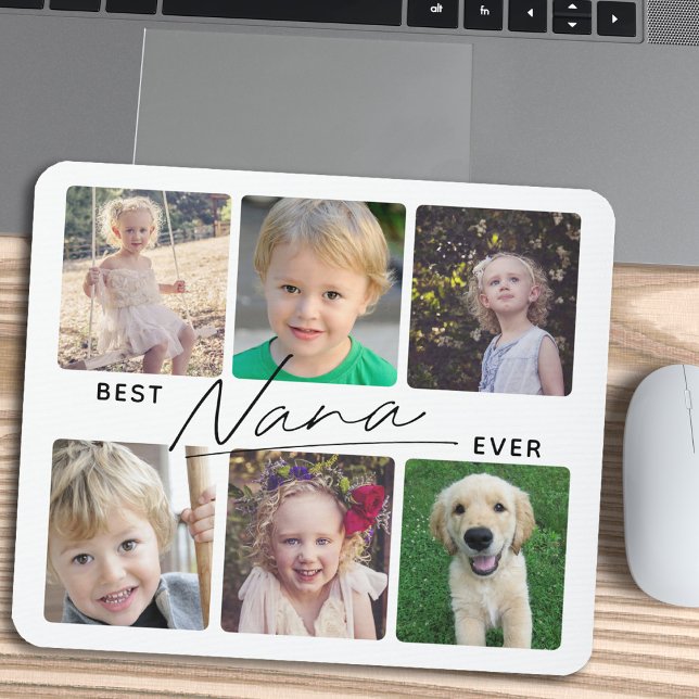 Best Nana Ever Calligraphy 6 Photo Collage Mouse Pad (Creator Uploaded)