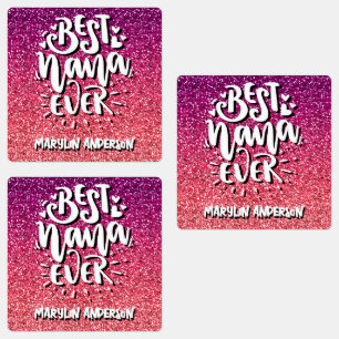 BEST NANA EVER GLITTER CUSTOM TYPOGRAPHY LABELS
