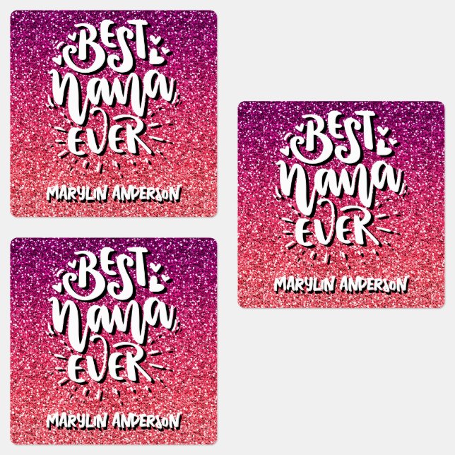 BEST NANA EVER GLITTER  CUSTOM TYPOGRAPHY LABELS (Group)