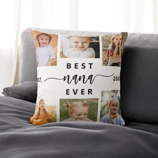 Best NaNa Ever - Grandchildren Photo Collage Throw Pillow (Creator Uploaded)