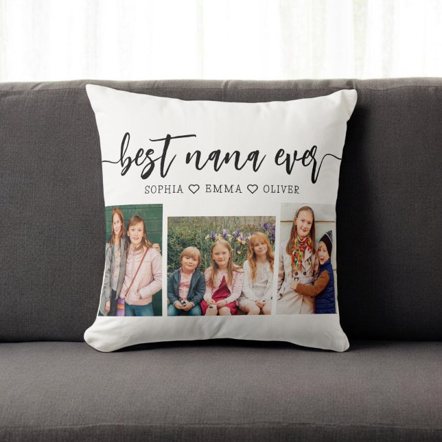 Best NaNa Ever - Grandchildren Photo Collage Throw Pillow (Creator Uploaded)