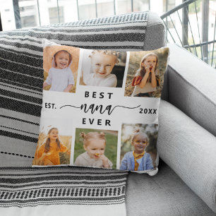 Best NaNa Ever - Grandchildren Photo Collage Throw Pillow