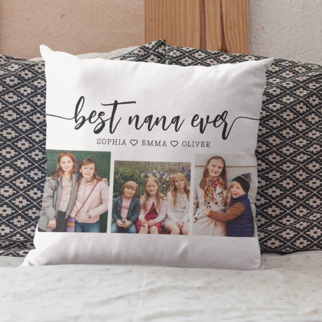 Best NaNa Ever - Grandchildren Photo Collage Throw Pillow (Creator Uploaded)