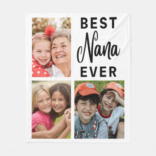 Best Nana Ever Grandkids 3 Photo Collage   Fleece Blanket