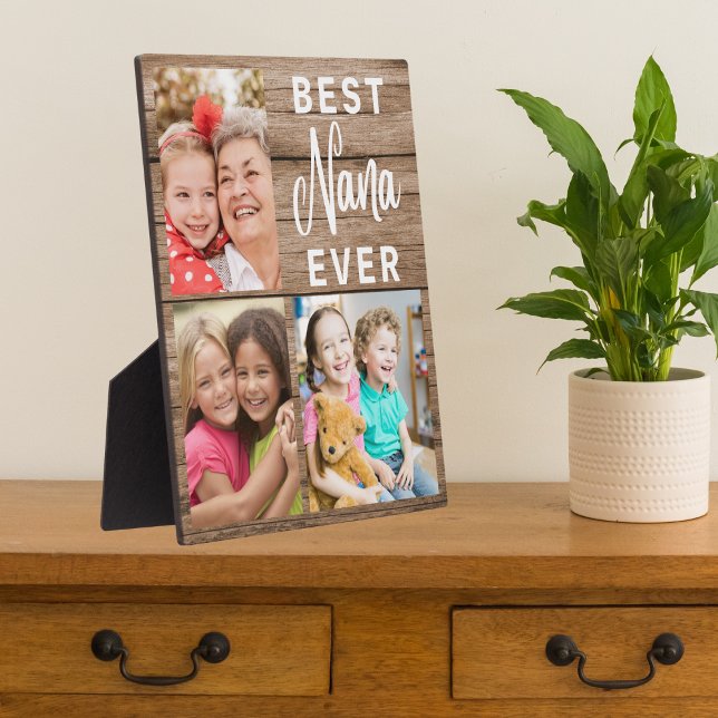 Best Nana Ever Grandkids 3 Picture Collage Wood Plaque (Creator Uploaded)