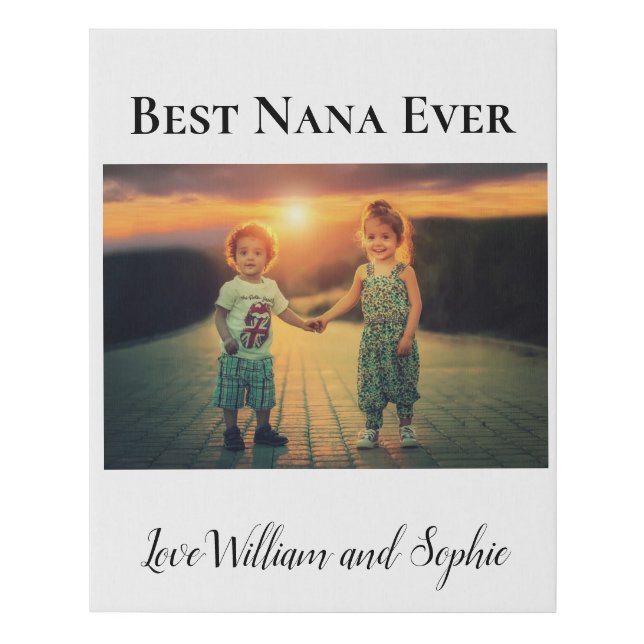 Best Nana Ever Grandkids Photo  Faux Canvas Print (Front)