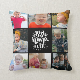 Best Nana Ever Grandma Photo Collage Throw Pillow