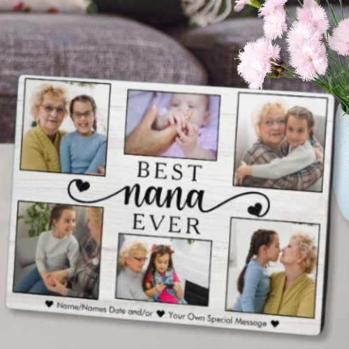 Best Nana Ever Heart Photo Collage Keepsake Plaque