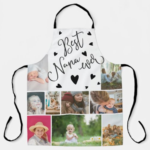 Best Nana ever hearts photo collage grid Apron