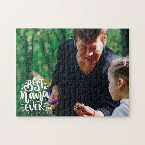 Best Nana Ever Overlay Grandmother Custom Photo Jigsaw Puzzle