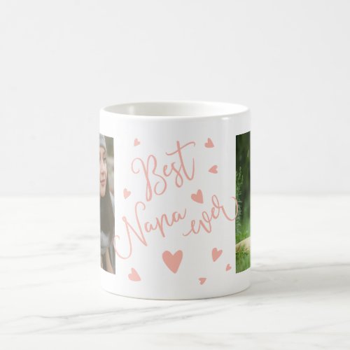 Best nana ever pastel pink hearts 2 photos collage coffee mug