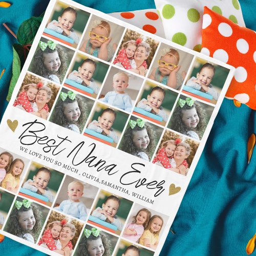 Best Nana Ever Personalized 25 Photo Collage   Fleece Blanket