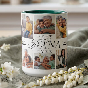 Best Nana Ever Personalized 8 Photo Collage Gift Two-Tone Coffee Mug