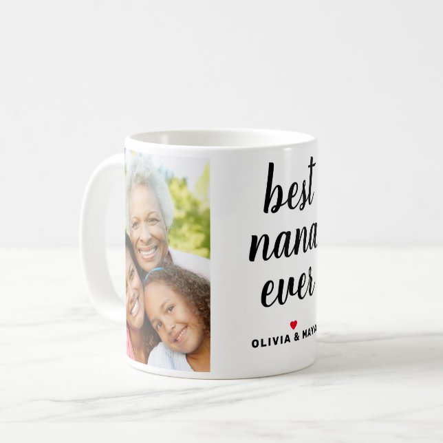 Best Nana Ever Personalized Mothers Day Photo Coffee Mug (Front Left)