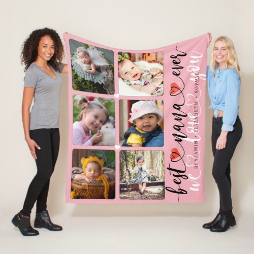 Best Nana Ever Photo Collage Fleece Blanket