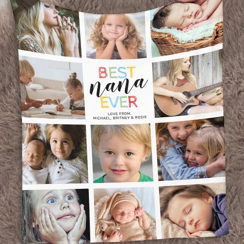 Best Nana Ever Photo Collage Fleece Blanket