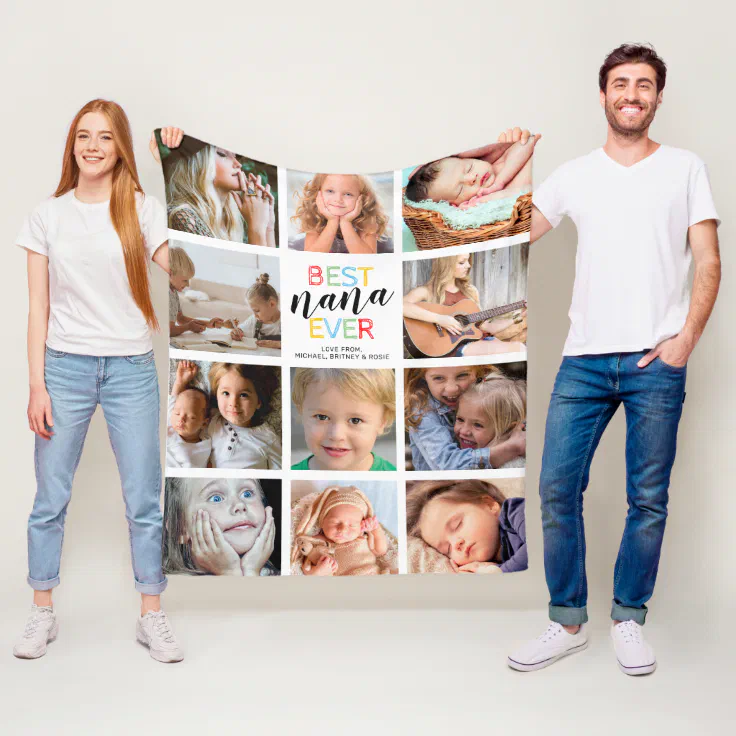 Best Nana Ever Photo Collage Fleece Blanket Zazzle