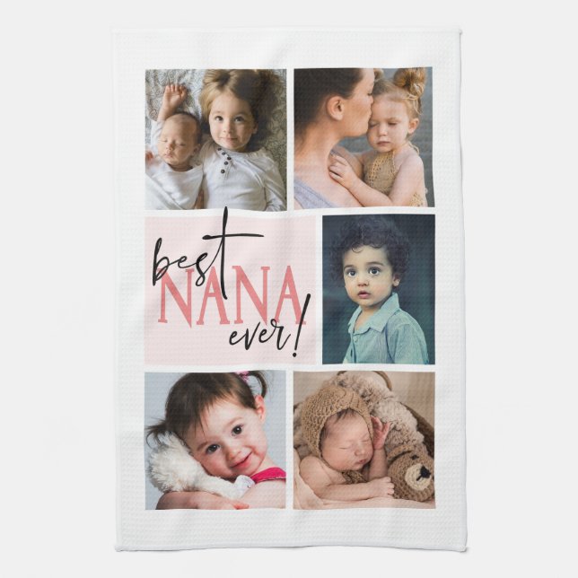 Best Nana Ever Photo Collage Kitchen Towel (Vertical)