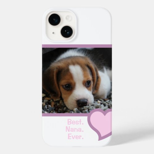 BEST NANA EVER PINK HEART TEXT PET DOG PHOTO Case_Mate iPhone 14 CASE
