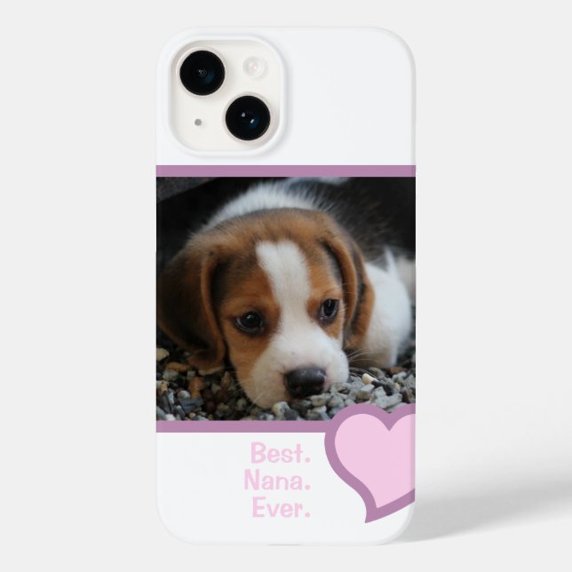 BEST NANA EVER PINK HEART TEXT PET DOG PHOTO Case-Mate iPhone CASE (Back)