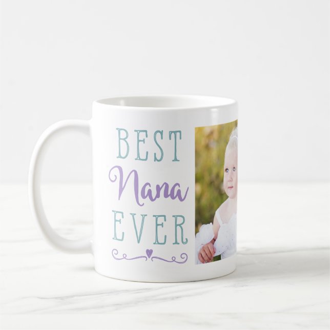 Best Nana Ever Purple Teal Custom Photo Coffee Mug (Left)
