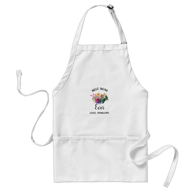 Best Nana Ever Trendy Burgundy Boho Floral Adult A Apron (Front)