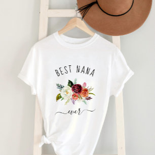 Best Nana Ever Trendy Burgundy Boho Floral T-Shirt