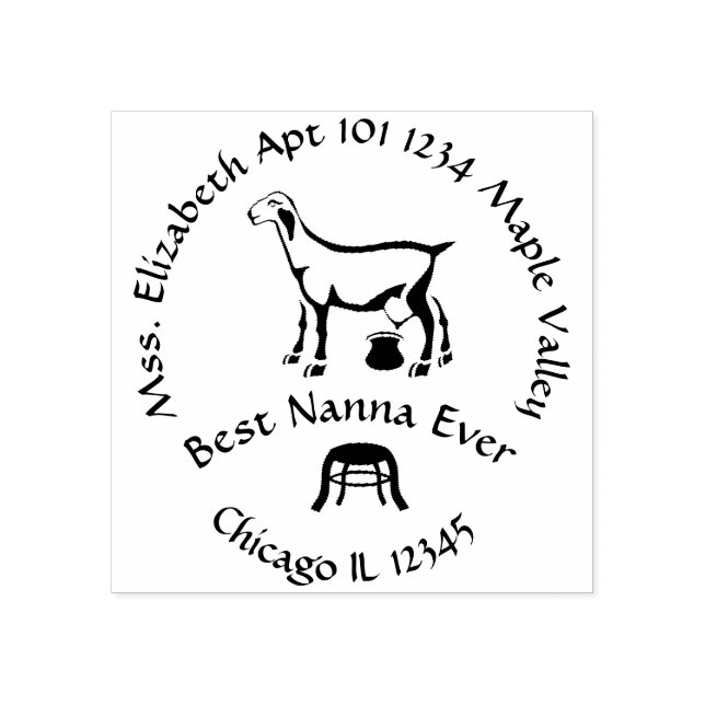 Best Nanna Ever Milking Goat Return Address Rubber Stamp (Imprint)