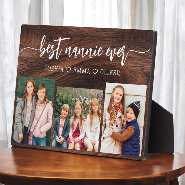 Best Nannie Ever Wood Grandchildren Photo Collage Plaque (Creator Uploaded)
