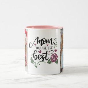 Best Nanny Ever Elegant Script 2 Photo Collage Two-Tone Coffee Mug