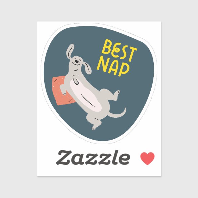 Best nap cute illustrated dog navy sticker (Sheet)