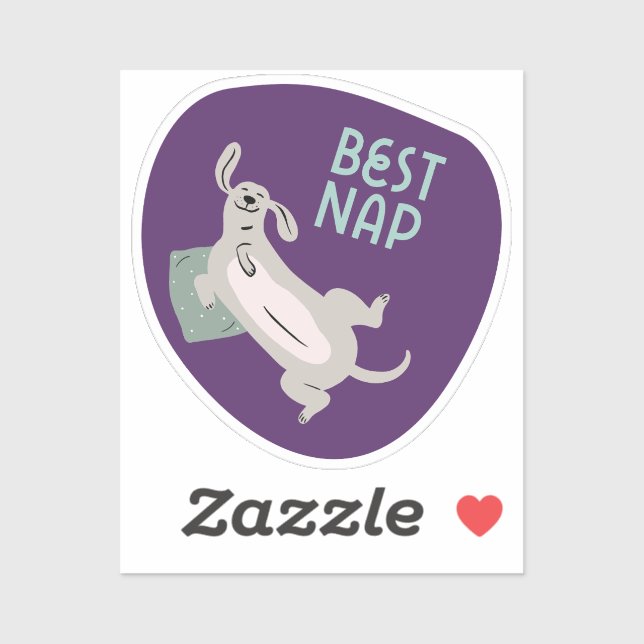 Best nap cute illustrated dog purple and turquoise sticker (Sheet)