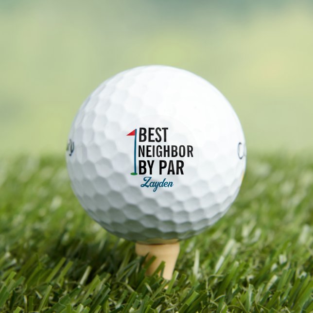 Best Neighbor By Par Personalized Gift Golf Balls (Insitu Tee)