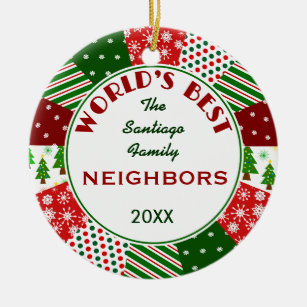 Round Metal Christmas Ornament, Good Neighbors are Like Stars