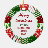 BEST NEIGHBORS Christmas gift Ceramic Ornament, Zazzle