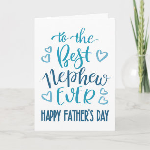 Best Nephew Ever Father's Day Typography in Blue Card