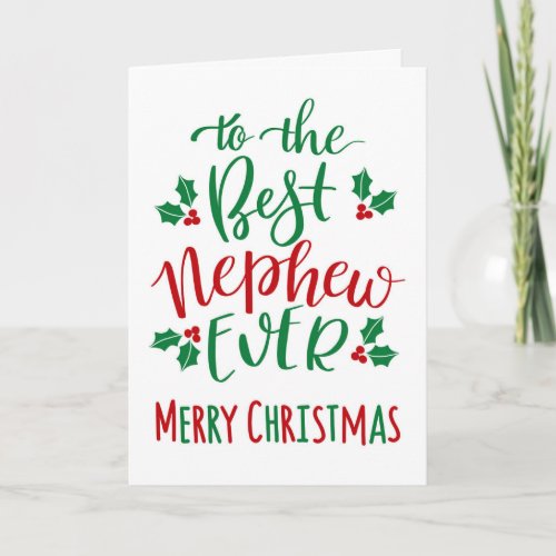 Best Nephew Ever Merry Christmas Typography Card
