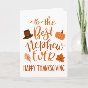 Best Nephew Ever Thanksgiving Day in Orange Card