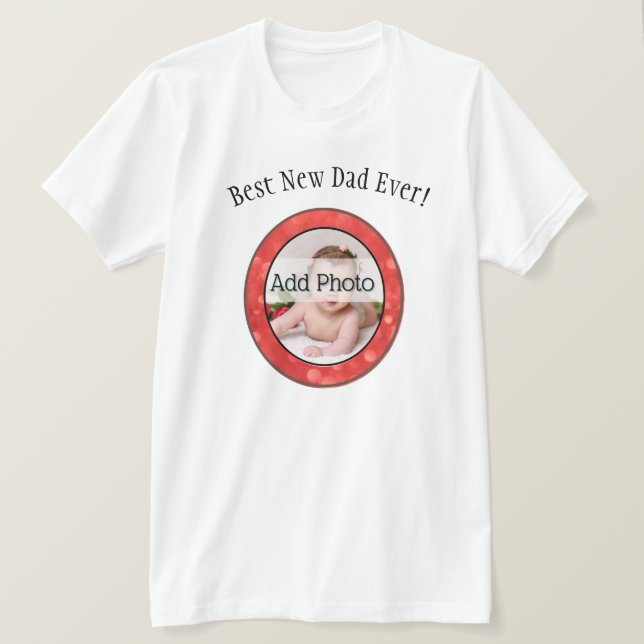 Best New dad Father Family Photo Christmas Frame T-Shirt (Design Front)