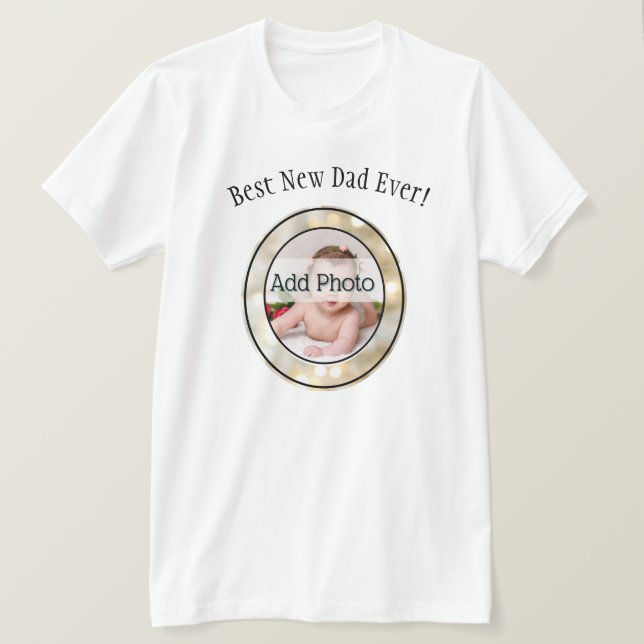 Best New dad Father Family Photo Frame T-Shirt (Design Front)