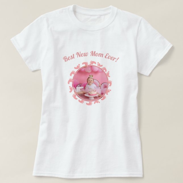 Best New Mom/Mother Family Photo baby Girl T-Shirt (Design Front)