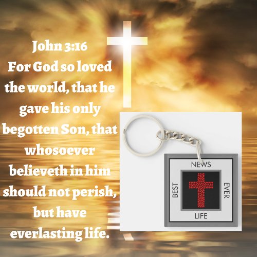Best News Ever John 316 Gospel Tract  Keychain